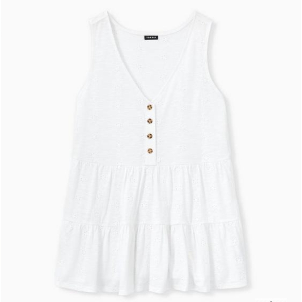 Torrid, 0, white embroidered tank